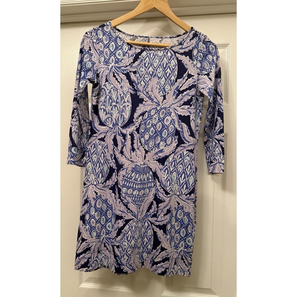Lilly Pulitzer Women's 3/4 Sleeve Purple Print Dress Size XS